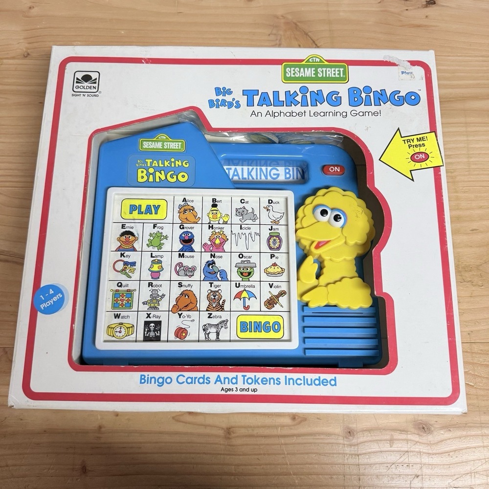 Vintage 1992 Golden Sight 'N Sound Sesame Street Big Bird's Talking Bingo In Box